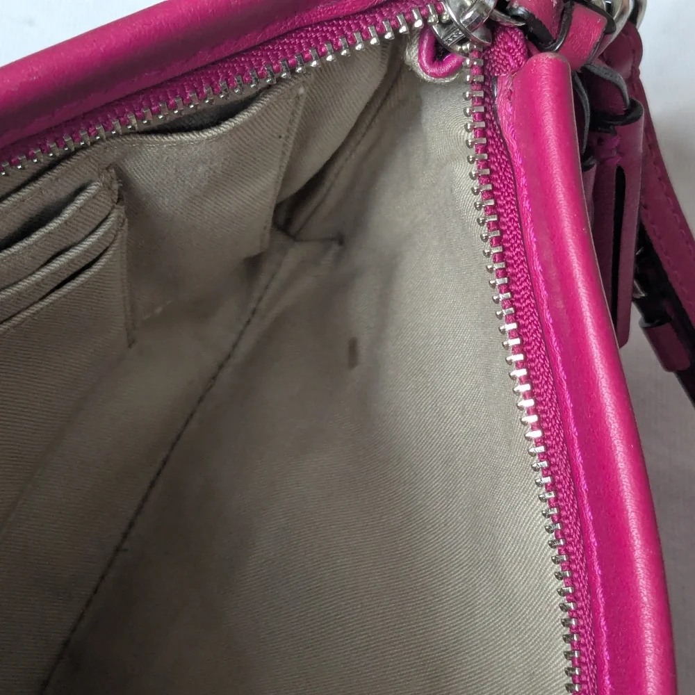 Coach Legacy Smooth Leather Tassel Wristlet Fuchsia Pink